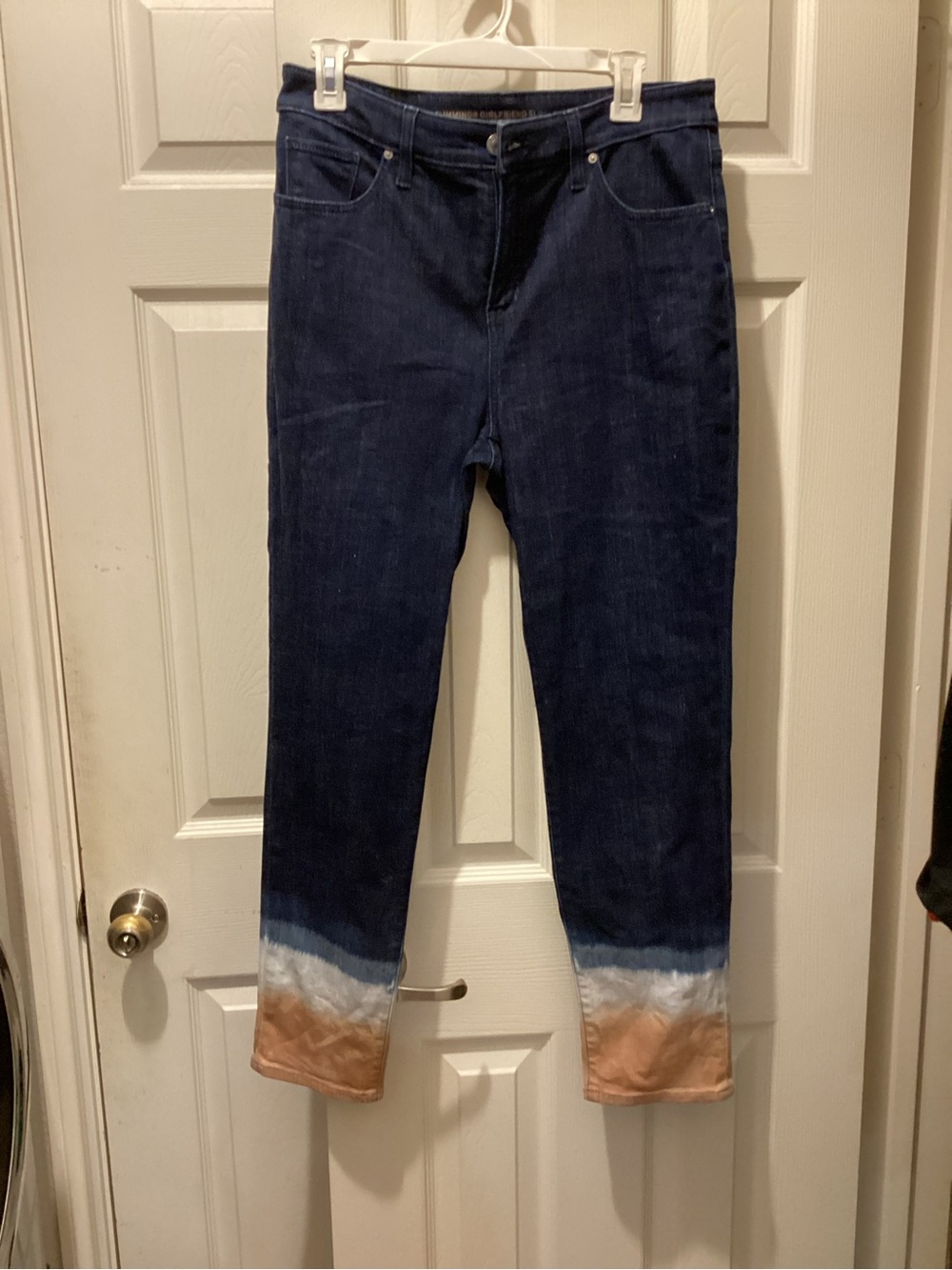 Chico's Navy Jeans with Cream & Tan Dip-Dye Ankles